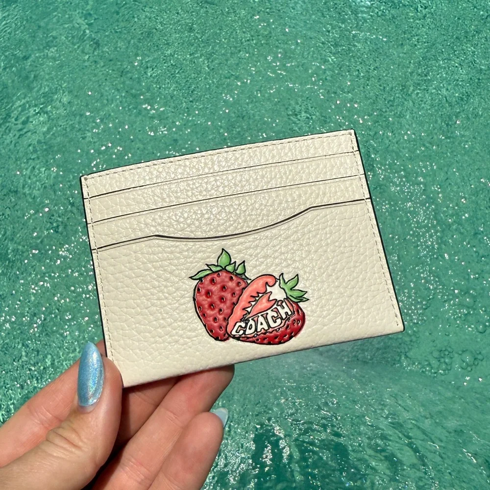 Coach 🍓 Strawberry Print Slim ID Card Case - Picture 1 of 4